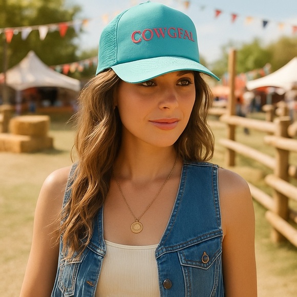 NEW Cowgirl Turquoise Trucker Hat OS - Picture 1 of 6